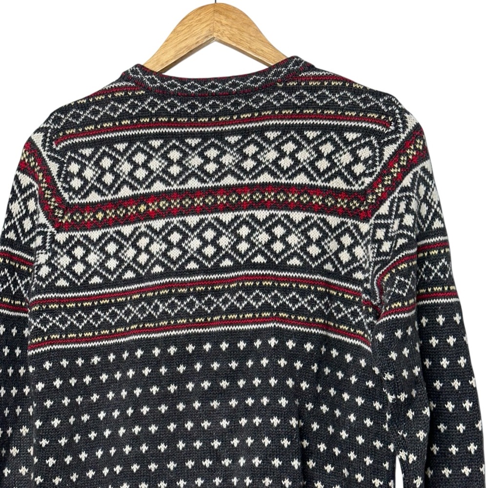 PHD Vintage 80s Ramie Cotton Toggle Scandinavian Fleur De Lis Cardigan Sweater - Picture 4 of 12